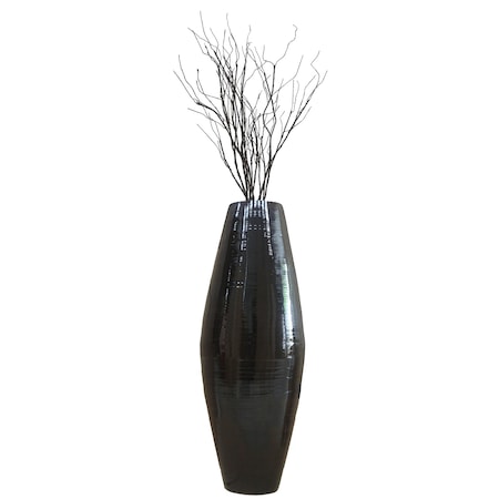 Uniquewise Bamboo Cylinder Floor Vase-Handcrafted Tall Decorative Vase-Ideal for Dining Room, Living Room, 37" Black QI003245.BK.L